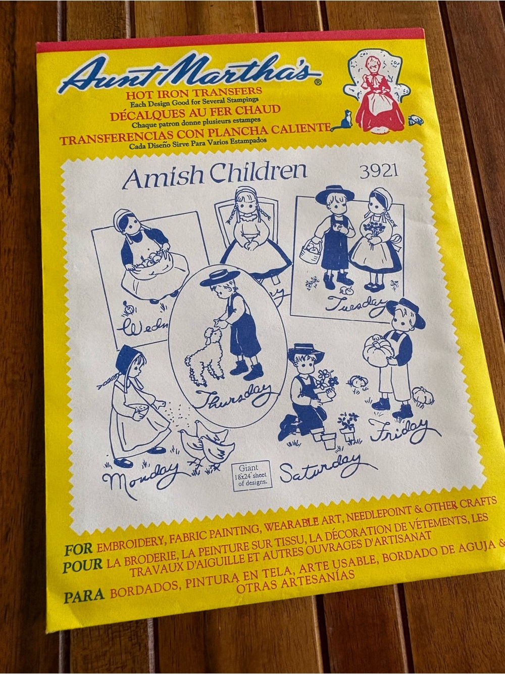 Vintage Aunt Martha’s 3921 Amish Children Hot Iron embroidery Transfers